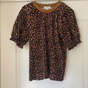 Animal Print Suede Bubble Sleeve Top